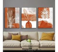ZHUOYA Boho Chic 3pcs Canvas Wall Art - Terracotta Tones With Simple Shapes & Lines, Prints For Bedroom, Living Room Decoration 70x100cmx3 Frameless