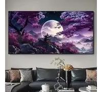 ZHUOYA Canvas Poster, Modern Art, Purple Forest Mountain Water Abstract Painting, For Bedroom Living Room Decoration Posters(40x60cm/Canvas wrap)