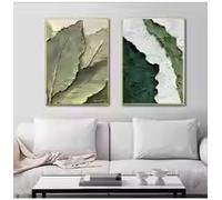 ZHUOYA Cheap printing Canvas Wall Art Layered Plant Leaves, Nature Inspired Green Pattern, Rustic Earthy Home Decoration Poster(20X35x2cm/Canvas wrap)