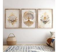 ZHUOYA Classic Vintage Wall Art Tree of Life Buddha Lotus Meditation Spirituality HD Printed Poster Living Room Bedroom Decor(60 * 90x3cm/Frameless)