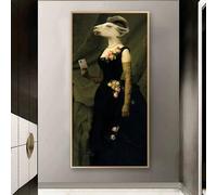 ZHUOYA Countess of Goats Vintage Posters and Prints Animals in a Suit Canvas Paintings On the Wall Nordic Canvas Picture Decor(55x110cm/Frameless)