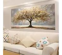 ZHUOYA Elegant Tree of Life Gold Leaf Canvas Wall Decor Landscape Modern Living Room Home Decor Elegant Decorative Painting(70X140CM/Canvas wrap)