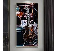 ZHUOYA Graffiti Poster I Love Music Cool Guitar Canvas Painting Musical Instrument Studio Wall Art Creative Home decorative 50x100cm Frameless