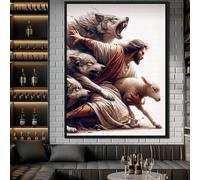 ZHUOYA Holy Religious Belief God Jesus and Holy Spirit Posters Print Sacred Heart Jesus Shepherd Canvas Painting Living Room Home 60x120cm Frameless