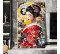 ZHUOYA Japanese Geisha Painting Abstract Woman Canvas Wall Art Vintage Girl Anime Poster Prints for Bedroom Living Room Decor 70x110cm Frameless