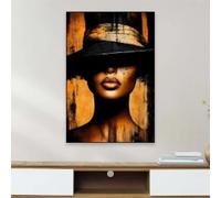 ZHUOYA Luxury Golden Face Female Portrait Poster Modern Black Gold African Woman Portrait Prints Canvas Painting Bedroom Decor 80x120cm Frameless