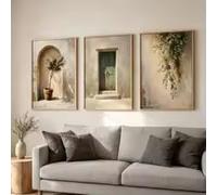 ZHUOYA Mediterranean Italian Olive Tree Canvas Prints Poster Neutral Beige Rustic Courtyard Prints Wall Art Home Decor Poster(21X30X3cm/Frameless)