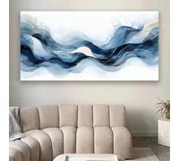 ZHUOYA Modern Abstract Line Blue Pink Feather Poster and Prints, Canvas Painting, Modern Wall Art For Living Room Home Decor 70x140cm Frameless