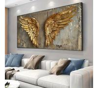 ZHUOYA Modern Decor Large Canvas Art Golden Wings Distressed Texture Elegant Wall Decor for Living Room and Bedroom 80x120cm InternalFrame