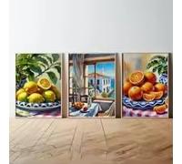 ZHUOYA Modern Kitchen Fruit Prints Set of 3 Wall Art Italian Style Dining Room Decor | Home Room Posters | Gallery Wall Print(30X50X3cm/Canvas wrap)