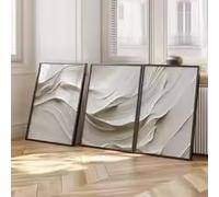 ZHUOYA Neutral Beige Soft Tone Simple Canvas Print White Wave Abstract Wall Art Poster Modern Living Room Bedroom Home Decor(40X60X3cm/Canvas wrap)