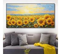 ZHUOYA Retro Sunset Sunflower Field Floral Landscape Nordic Poster Canvas Painting Wall Art Pictures Modern Living Room Decor 40x80cm Frameless