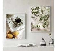ZHUOYA Sunshine Olive Tree Branches Leaves Architecture Coffee Lemon Posters Prints Canvas Painting Nordic Wall Art Room Decor(70 * 110X2CM/frame)