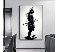 ZHUOYA Vintage Japanese Samurai Poster Printed Canvas Modern Living Room Drawing Art Decor Black White Photo Wall Decoration(80x120cm)