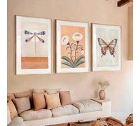 ZHUOYA Watercolor Flowers Butterfly Bird Boho Nordic Posters And Prints Nursery Wall Art Painting Pictures Baby Kids Room Decor(50 * 70x3cm/Frameless)