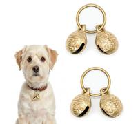 ZhuPu 2 Pairs Extra Loud Copper Dog Bells for Collar, Brass Pet Tracking Bell for Small Puppy and Cat, Vintage Cat Collar Bell with Clear Sound