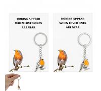 ZhuPu 2 Pcs Robin Keyring, Bird Keychain, Memorial Keepsake, Metal Bag Charm, 6cm Ornament, for Loss Remembrance