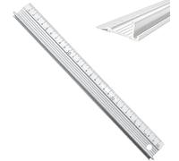 ZhuPu 30cm Metal Safety Ruler, Aluminium Cutting Tool, Non Slip Base, Aluminium Cutting Tool with Non-Slip Base & Finger Guard for DIY Crafts(White)