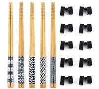 ZhuPu 5 Pairs Training Chopsticks, Black Helpers, Wooden Utensils, Reusable Learning Kit, for Adults & Beginners