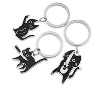 ZhuPu Funny Cat Keychain 3-Pack, Stainless Steel Cute Keyring Set for Cat Lovers, Humorous Gift & Bag Charm for Women