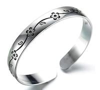 ZHURDFT Bangle Bracelets for Women, Women 925 Silver Bracelet Cherry Blossoms Vine Cuff Bangle Hand Carve Ladies Jewellery Birthd