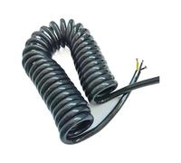 ZHURDFT Retractable power extension cord, Coiled cable 2 Core 1.5mm Square Spring Spiral Power Cable Stretch Meter to 15 Meters 15AWG black Wire Retractable Coil(Stretch 12 meter)