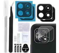 ZHUROUPU 2 Pack Back Rear Camera Glass Lens Replacement Compatible with for for Galaxy A22 5G, Adhesive & Tweezer & Professional Repair Kit (Black)