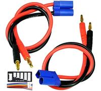 ZHUROUPU 2Pcs EC5 Male to Banana Plug Battery Charging Cable, 14AWG EC5 Connector to 4.0mm Banana Plugs 30cm/11.8in Silicone Cable for RC Lipo Battery Helicopter Quadcopter with 2S-6S JST-XH Charger