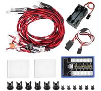 ZHUROUPU 4 Modes 12 LED RC Car Lights Kit, Assemble Smart Simulation Lighting System with Steering Brake Strobe Flashing Lights, RC Car Accessory for 1/10 RC Car Truck Crawler with Battery Holder Case