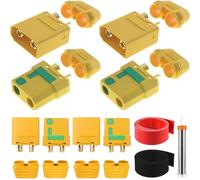 ZHUROUPU 4 Pairs for Amass XT90-S XT90S Anti-Spark Plug Male Female Connector Adapter with Sheathed Housing for RC Car Truck ESC Brushless Motor FPV Battery with Heat Shrink Tubing & Solder Wire
