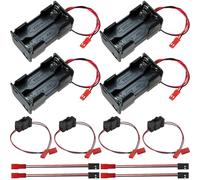 ZHUROUPU 4Pcs 4 Cell 6V AA Battery Container Holder Case Box Pack with JST Plug, 4Pcs 2-Way Power On/Off Switch JST Style Plug Receiver for 1/8 1/10 1/16 RC Car/Crawler/Truck, 4Pcs JR to JST Cable