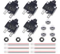 ZHUROUPU 5 Pcs Manual Reset Circuit Breaker, Thermal Switch Replacement 5A 10A 15A 20A 30A 125/250V AC 65V DC, Push Button Over Current Overload Protector Auto Trip Resettable with Connect Terminals