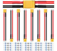 ZHUROUPU 5Pairs XT30U Extension Cable Male Female Plug Connector with 10cm/3.9inch 16AWG Cable, XT30U PA66 Adapter with Silicone Cable with Heat Shrink Tube for RC Lipo Battery FPV Drone Car Boat