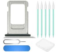 ZHUROUPU 9 in 1 Single SIM Card Tray Slot Holder Replacement with Waterproof Rubber Ring, Sim Card Tray Open Eject Pin for iPhone 13 /13mini (6.1")(Starlight, Single SIM)