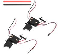 ZHUROUPU Cordless Drill Trigger Switch, 7.2V - 24V DC Lithium Battery Adjustable Speed Steering On/Off Button Replacement with LED Small Light and Black & Red Heat Shrink Tubing