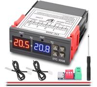 ZHUROUPU DC 12V STC-3008 Digital Temperature Controller, Microcomputer Digital Display Intelligent Two-Way Temperature Heating/Cooling Regulator Delayed Start for Hatch Box Aquarium Freezer