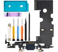 ZHUROUPU Dock Connector for iPhone 8 4.7" Charging Port Flex Cable, Headphone Jack Repair USB Charge Microphone Antenna Assembly for iPhone 8 A1863 A1905 A1906 with Repair Tools (Black)