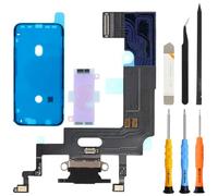 ZHUROUPU Dock Connector for iPhone XR 6.1" 2018 Charging Port Flex Cable, Headphone Jack Repair USB Charge Microphone Antenna Assembly for iPhone XR A2105 A1984 A2107 A2108 with Repair Tools (Black)