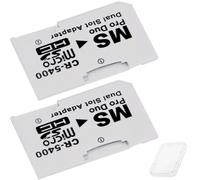 ZHUROUPU Dual Micro SD/SDHC to Memory Stick Pro Duo Adapter for Playstation for PSP 1000 2000 3000 E1000 3001 and for Sony Cyber shot Camera, TF Card to MS Pro Duo (Dual Card Slots Both Up to 64G)