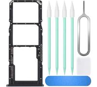 ZHUROUPU Dual SIM Card Tray Replacement for Samsung Galaxy A51/A71 4G SM-A515F/DS SM-A715F/DS, Dual-SIM Version Micro SD Card Slot Holder Dustproof with Disassembly and Cleaning tools (Black)