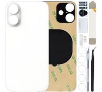 ZHUROUPU for iPhone 16 Rear Back Glass Cover Replacement with Pre-Installed Adhesive, for iPhone 16 6.1inch Back Glass Cover Accessories without Logo, Adhesive Backing & Repairing Tool Kit (White)