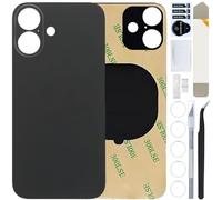 ZHUROUPU for iPhone 16 Rear Back Glass Cover Replacement with Pre-Installed Adhesive, for iPhone 16 6.1inch Back Glass Cover Accessories without Logo, Adhesive Backing & Repairing Tool Kit (Black)