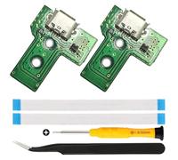 ZHUROUPU JDS-040/JDM-040 Replacement Micro USB Charging Port Adaptor Repair Part Charger Socket Circuit Board with 12 Pin Flex Cable and Led Light for Sony for Playstation for PS4 Wireless Controller