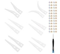 ZHUROUPU Pointed Ceramic Tips Replaceable Heat Resistance 1600C Anti-Static Big Curved/Small Curved/Big Flat/Little Flat/Straight Pointed/Crew Cut Ceramic head White for Ceramic Tweezers 12Pcs