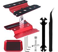 ZHUROUPU RC Car Work Stand Aluminum Alloy 360 Degree Rotation Lift/Lower Repair Workstation with Screw Tray for 1/8 1/10 1/12 1/16 for Traxxas for Axial for TRX4 RC Crawler/Monster Truck/Buggy (Red)