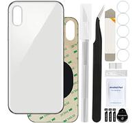 ZHUROUPU Rear Back Cover Glass (without Logo) Replacement Compatible with iPhone XS, Professional repair Tool kit, Pre-Installed Adhesive and Rubber Bands (5.8 inch/Silver)
