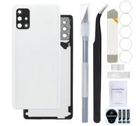 ZHUROUPU Rear Battery Cover Replacement for Galaxy A71 4G SM-A715F, Plastic Back Panel Cover Replacement for Galaxy A71 4G with Pre-Installed Camera Lens/Tape and Repair Tools (White)