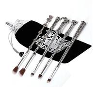 Zhurson Makeup Brush, Magic Wand Brush Gift Set 5 Pcs Nice Hair Bristle Fancy Look, Eye makeup brush with magic wand (black silver) ¡