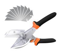 Zhushan Multifunctional Shears Hand Tools,Multi Angle Miter Shear Cutter with10 Replacement Blades 45-135 Degree Adjustable Angle Trim Tools for Cutting Chamfer,Soft Wood and Plastic PVC