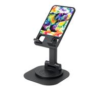 ZHushog Bear Dancing Tie Dye Rotating Phone Holder With 360 Swivel Non-Slip Base Foldable Adjustable Angle Stand For Desk